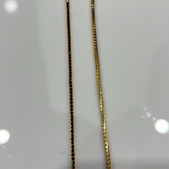 THE GLD SHOP STAMP-ULTRA FINE BLACK /GOLD TENNIS NECKLACE APROX 26 in BRAND NEW - Picture 2 of 5